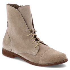Beżowe Botki Armodo Modne Obuwie Damskie. Brązowe kozaki damskie Armodo, z weluru, bez obcasa. Za 356.99 zł.