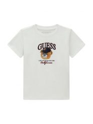 Guess T-Shirt N6YI13 K3801 Biały Regular Fit. Białe t-shirty dla chłopców Guess, z aplikacjami, z bawełny, bez ramiączek. Za 74.99 zł.