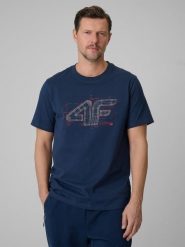 T-shirt męski 4F 4FRSS26TTSHM3989. Niebieskie t-shirty męskie 4f, na lato, m, bez wzorów, z bawełny, klasyczne, bez kołnierzyka. Za 59.99 zł.
