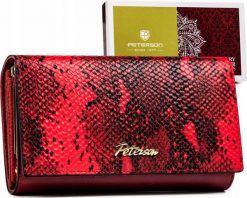 Peterson Stylowy Portfel Damski Ze Wzorem Skóry Węża. Portfele damskie Peterson, bez wzorów, ze skóry. Za 216.79 zł.