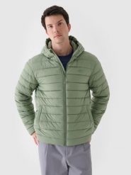 4F Kurtka puchowa z syntetycznym wypełnieniem męska - khaki XL. Brązowe kurtki męskie 4f, m, bez wzorów, z dzianiny, klasyczne, z kapturem. W wyprzedaży za 99.99 zł.