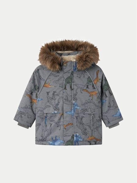 NAME IT Kurtka zimowa 13230589 Szary Regular Fit. Szare buty zimowe chłopięce Name it, na zimę, bez wzorów, z syntetyku, bez kaptura. Za 249.99 zł.