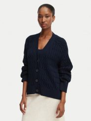 Tommy Hilfiger Kardigan WW0WW50078 Granatowy Relaxed Fit. Niebieskie swetry damskie Tommy Hilfiger, xs, bez wzorów, z bawełny, bez kołnierzyka, bez ramiączek, bez kaptura. Za 649.99 zł.