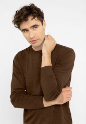 Lekki sweter S-MARC. Brązowe swetry przez głowę męskie Volcano, m, bez wzorów, z materiału, bez kołnierzyka. Za 139.99 zł.