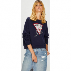 Guess Jeans - Bluza. Szare bluzy damskie Guess Jeans, z aplikacjami, z bawełny. Za 319.90 zł.