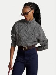 Polo Ralph Lauren Sweter 211972130501 Szary Regular Fit. Szare swetry damskie Polo Ralph Lauren, s, bez wzorów, z wełny, bez kołnierzyka, bez ramiączek, bez kaptura. Za 1,299.00 zł.