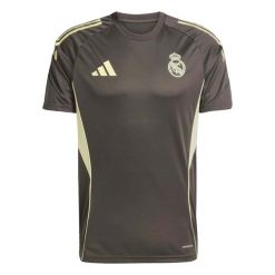 Strój treningowy Real Madrid 2025/26. Szare koszulki sportowe męskie Adidas, bez wzorów, bez kołnierzyka, bez ramiączek, do piłki nożnej. W wyprzedaży za 223.00 zł.