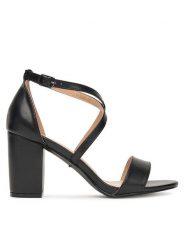 DeeZee Sandały XFB065-09 Czarny. Czarne sandały damskie DeeZee, bez wzorów, ze skóry, bez obcasa, na słupku, bez zapięcia. Za 129.99 zł.