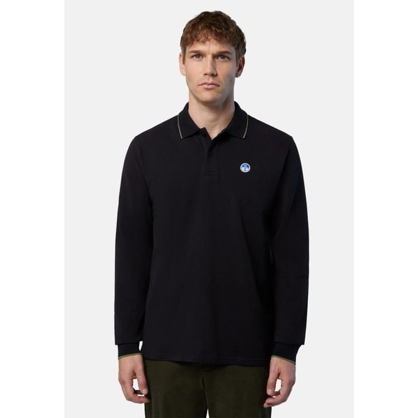 NORTH SAILS POLO LONG SLEEVE Czarny. Czarne koszulki polo męskie North Sails, bez wzorów, z tkaniny, bez kołnierzyka, bez ramiączek, żeglarskie. Za 343.21 zł.