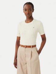 Tommy Hilfiger Bluzka WW0WW38744 Kremowy Regular Fit. Białe bluzki damskie Tommy Hilfiger, xl, bez wzorów, z bawełny, bez kołnierzyka, bez ramiączek. Za 489.99 zł.