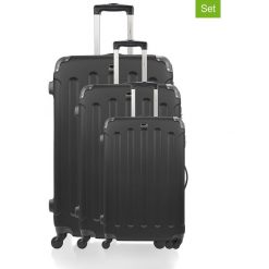 Walizki (3 szt.) "Madrid" w kolorze czarnym. Walizki męskie BlueStar, z tworzywa sztucznego. W wyprzedaży za 434.95 zł.