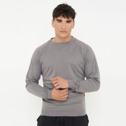 Bluza bawełniana F GORN ciemnoszara. Szare bluzy męskie Legea, bez wzorów, z bawełny, bez kaptura. W wyprzedaży za 84.00 zł.