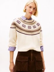 Tommy Hilfiger Wełniany sweter Kobiety Wełna beżowy|brązowy, L. Brązowe swetry damskie Tommy Hilfiger, l, bez wzorów, prążkowane, bez kołnierzyka, bez ramiączek, bez kaptura. Za 549.95 zł.