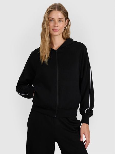 4F Bluza dresowa rozpinana z kapturem damska - czarna S. Czarne bluzy damskie 4f, s, bez wzorów, z dresówki, z kapturem. W wyprzedaży za 149.99 zł.