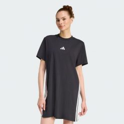 Sukienka Essentials 3-Stripes Tee. Białe sukienki damskie Adidas, xl, bez wzorów, eleganckie, bez kołnierzyka, bez ramiączek, sportowe. Za 179.00 zł.
