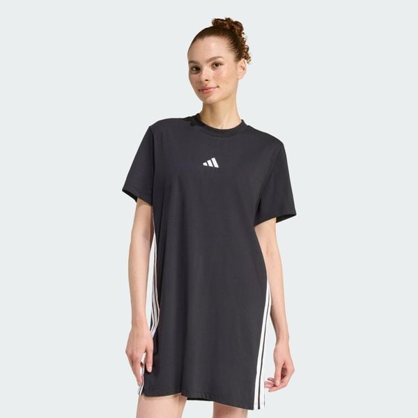 Sukienka Essentials 3-Stripes Tee. Białe sukienki damskie Adidas, l, bez wzorów, eleganckie, bez kołnierzyka, bez ramiączek. Za 179.00 zł.