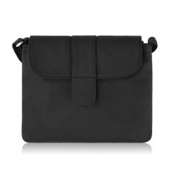 Torebka damska skórzana na ramię czarna vintage Abruzzo ABR-27. Czarne torby na ramię damskie bez wzorów, ze skóry, eleganckie, bez dodatków. Za 129.00 zł.