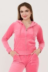 JUICY COUTURE Różowa bluza Robertson Hoodie. Czerwone bluzy damskie Juicy Couture, s, bez wzorów, bez kaptura. W wyprzedaży za 350.99 zł.