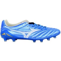 Buty piłkarskie męskie Mizuno Monarcida Neo III Pro FG laser blue/white. Niebieskie buty sportowe męskie Mizuno, bez zapięcia, do piłki nożnej. Za 559.99 zł.