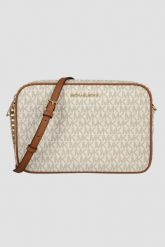 MICHAEL KORS Biała listonoszka z monogramem. Białe listonoszki damskie Michael Kors, bez wzorów, eleganckie, bez dodatków. Za 1,089.99 zł.