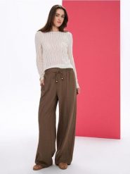 Spodnie palazzo z domieszką wiskozy - zielony. Zielone spodnie materiałowe damskie Sinsay, l, bez wzorów, z wiskozy. Za 59.99 zł.