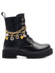 DeeZee Botki CS5587-17 Czarny. Czarne botki dziewczęce DeeZee, z tworzywa sztucznego, bez zapięcia. Za 159.99 zł.