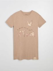 Koszula nocna z bawełną Winnie the Pooh - beżowy. Brązowe koszule nocne damskie Sinsay, l, bez wzorów, z bawełny. Za 29.99 zł.