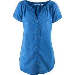 Bluzka bawełniana "cold-dyed", krótki rękaw bonprix lazurowy. Bluzki damskie bonprix. Za 37.99 zł.