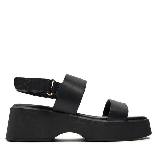 Sandały Aldo. Czarne sandały damskie Aldo, bez wzorów, bez obcasa, na koturnie, bez zapięcia. Za 189.99 zł.