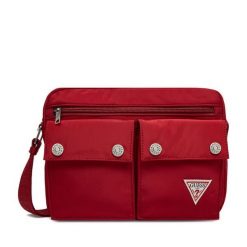 Torebka Guess Jeans. Czerwone torebki do ręki damskie Guess Jeans, z aplikacjami, z jeansu, bez dodatków. Za 199.99 zł.