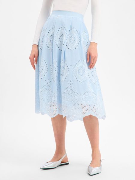 More & More spódnica midi Kobiety Bawełna niebieski, 44. Niebieskie spódnice damskie More & More, na lato, z aplikacjami, z bawełny, midi. Za 329.95 zł.