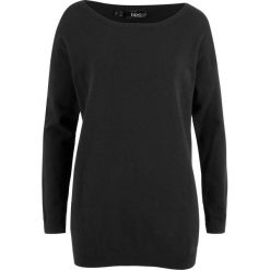 Sweter "boxy" bonprix czarny. Czarne swetry damskie bonprix, bez wzorów, bez kołnierzyka, bez ramiączek, bez kaptura. Za 59.99 zł.