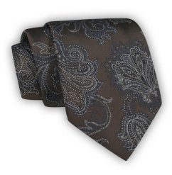 Brązowy Krawat Męski, w Kwiaty, Klasyczny, Szeroki 8 cm, Elegancki -CHATTIER. Brązowe krawaty i muchy Chattier, bez wzorów, z tkaniny, eleganckie. Za 49.00 zł.