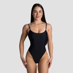 Strój kąpielowy damski pływanie z regulowanymi ramiączkami czarny ARUBA. Czarne kostiumy jednoczęściowe damskie GYMBEAM, l, bez wzorów, z elastanu, do pływania. Za 128.90 zł.