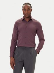 Calvin Klein Koszula LV019EU073 Bordowy Slim Fit. Czerwone koszule męskie Calvin Klein, m, bez wzorów, z syntetyku, biznesowe, bez kołnierzyka, bez ramiączek. Za 389.99 zł.