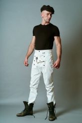 Spodnie Oficery Męskie Śmietankowe. Eleganckie spodnie męskie Hultaj Polski, l, bez wzorów, z bawełny. Za 479.00 zł.