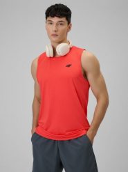 4F Koszulka treningowa regular szybkoschnąca męska - czerwona XXL. Zielone koszulki sportowe męskie 4f, m, bez wzorów, bez kołnierzyka, bez ramiączek, do biegania. Za 69.99 zł.