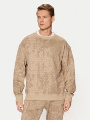 Guess Bluza Z5RQ17 K9YI1 Beżowy Regular Fit. Brązowe bluzy męskie Guess, l, z aplikacjami, z bawełny, bez kaptura. Za 379.99 zł.