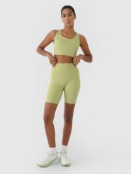 4F Legginsy kolarki treningowe damskie - zielone S. Zielone legginsy damskie 4f, s, bez wzorów, z dzianiny, z podwyższonym stanem, krótkie, na fitness i siłownię. W wyprzedaży za 59.99 zł.