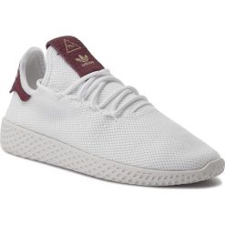 Buty adidas - Pw Tennis Hu W D96443 Ftwwht/Ftwwht/Cburgu. Białe półbuty damskie marki Adidas, bez wzorów, z materiału. Za 399.00 zł.