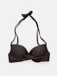 Góra od bikini typu bandeau z marszczeniem - brązowy. Brązowe bikini damskie Sinsay, bez wzorów. Za 29.99 zł.