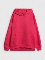 4F Bluza dresowa loose z kapturem damska - czerwona S. Czerwone bluzy damskie 4f, s, bez wzorów, z dresówki, z kapturem. Za 199.99 zł.