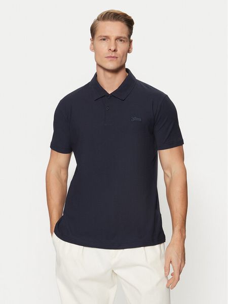 Guess Polo M4YP31 KCD60 Granatowy Regular Fit. Niebieskie koszulki polo męskie Guess, m, z aplikacjami, z bawełny, bez ramiączek. Za 139.99 zł.