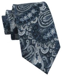 Krawat Męski - Chattier - Odcienie Granatu i Popielu, Wzór Orientalny. Niebieskie krawaty i muchy Chattier, bez wzorów, z tkaniny, eleganckie. Za 49.00 zł.