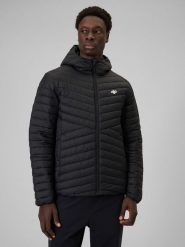 4F Kurtka z wypełnieniem syntetycznym męska - czarna L. Czarne kurtki męskie 4f, l, bez wzorów, z materiału, z kapturem. Za 299.99 zł.