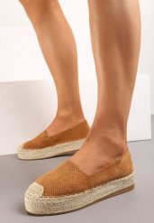 Brązowe Klasyczne Wsuwane Espadryle z Plecionką Wokół Podeszwy Gemelle. Brązowe espadryle damskie Born2be, bez wzorów, biznesowe, bez obcasa, bez zapięcia. Za 44.99 zł.