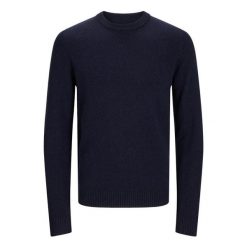 Sweter Jack & Jones Lambs night sky. Niebieskie swetry przez głowę męskie Jack&Jones, bez wzorów, bez kołnierzyka. Za 296.06 zł.