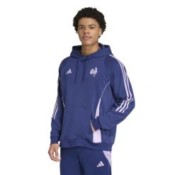 Kurtka dresowa XV de France 2025/26. Niebieskie kurtki sportowe męskie Adidas, xl, z aplikacjami, z bawełny, na fitness i siłownię. Za 322.60 zł.