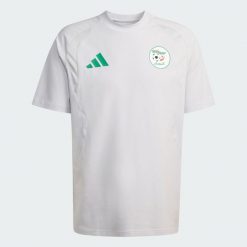 Koszulka Algieria Tiro Travel Crew. Szare koszulki sportowe męskie Adidas, xl, bez wzorów, z bawełny, bez kołnierzyka, bez ramiączek, do piłki nożnej. Za 199.00 zł.