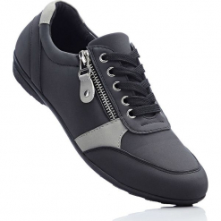 Wygodne buty sznurowane z pianką YouFoam bonprix czarno-szary. Czarne obuwie sportowe damskie bonprix. Za 109.99 zł.